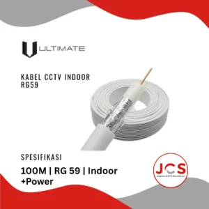 KABEL CCTV INDOOR COAXIAL PUTIH WITH POWER 100 Meter - RG59
